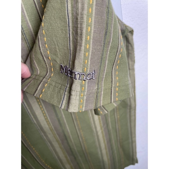 Marmot Kenya Short Sleeve Button Up Shirt Men's XXL Green Stripe Outdoor Casual - Picture 4 of 7